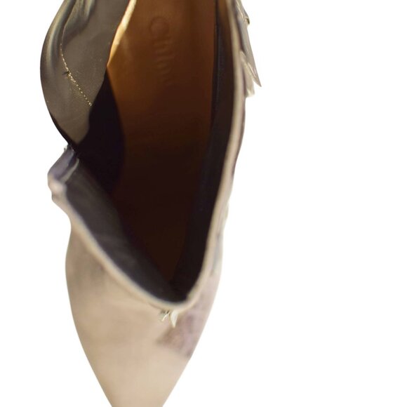 Chloe gray pointed toe crocodile embossed leather and suede ankle boots 39,5 - Picture 8 of 11